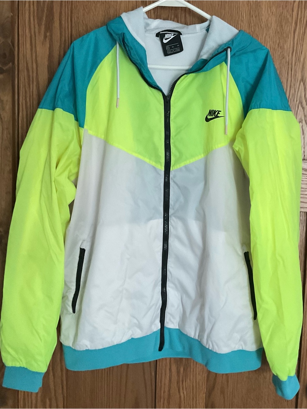 Nike Neon Yellow & Teal Colorblock Windbreaker Jacket